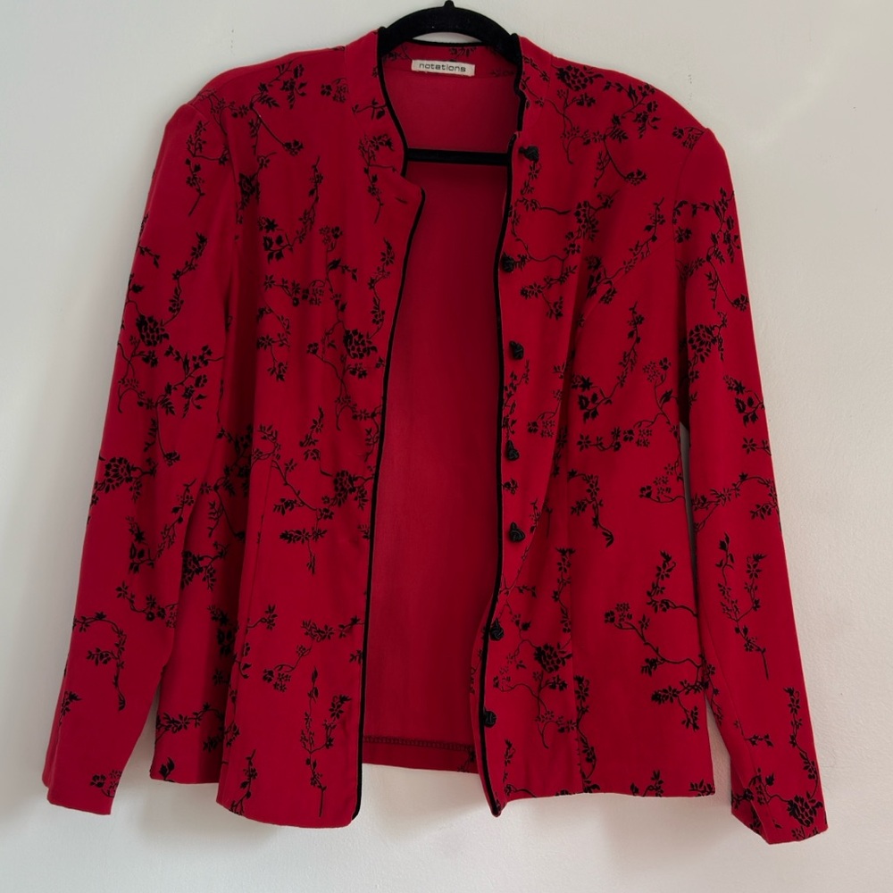 Notations Red and Black Floral‎ Women's Blazer